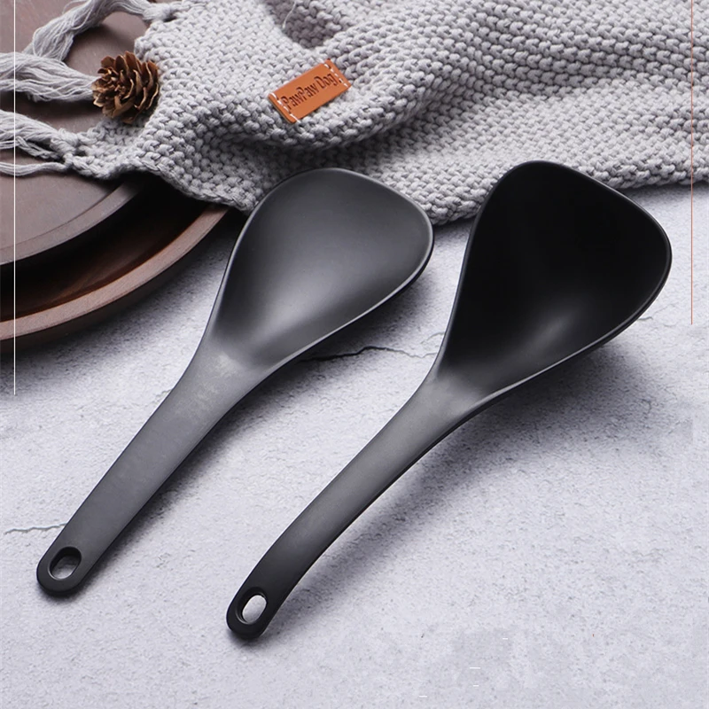 silicone rice spoon,cooking spoons Haning Alloy Non Stick Rice Spoons Rice shovel Spatula Long Deep Soup Scoop Kitchen Utensil Multifunctional Cooker