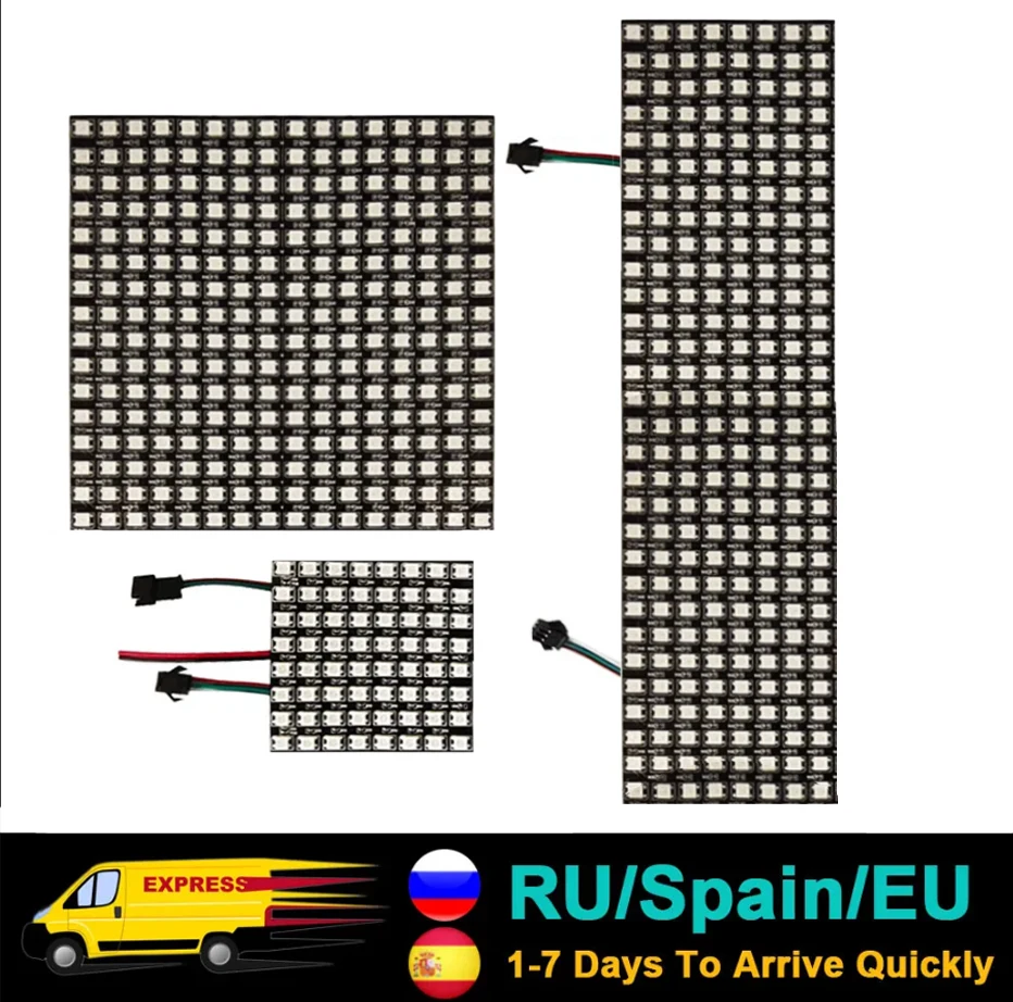 DC5V WS2812B 5050 RGB SMD Flexible 8x8 16x16 8x32 Luces Pixel Panel Matrix Screen WS2812 IC Led Module Individually Addressable