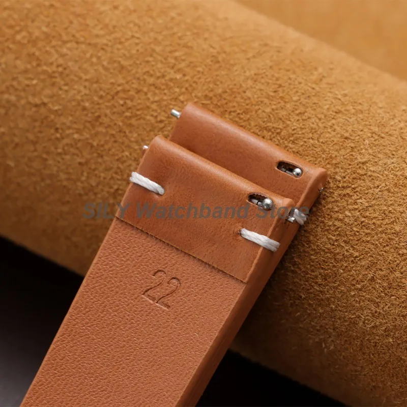 Handmade Retro Oil Wax Leather Watch Strap – Quick Release Bracelet Belt