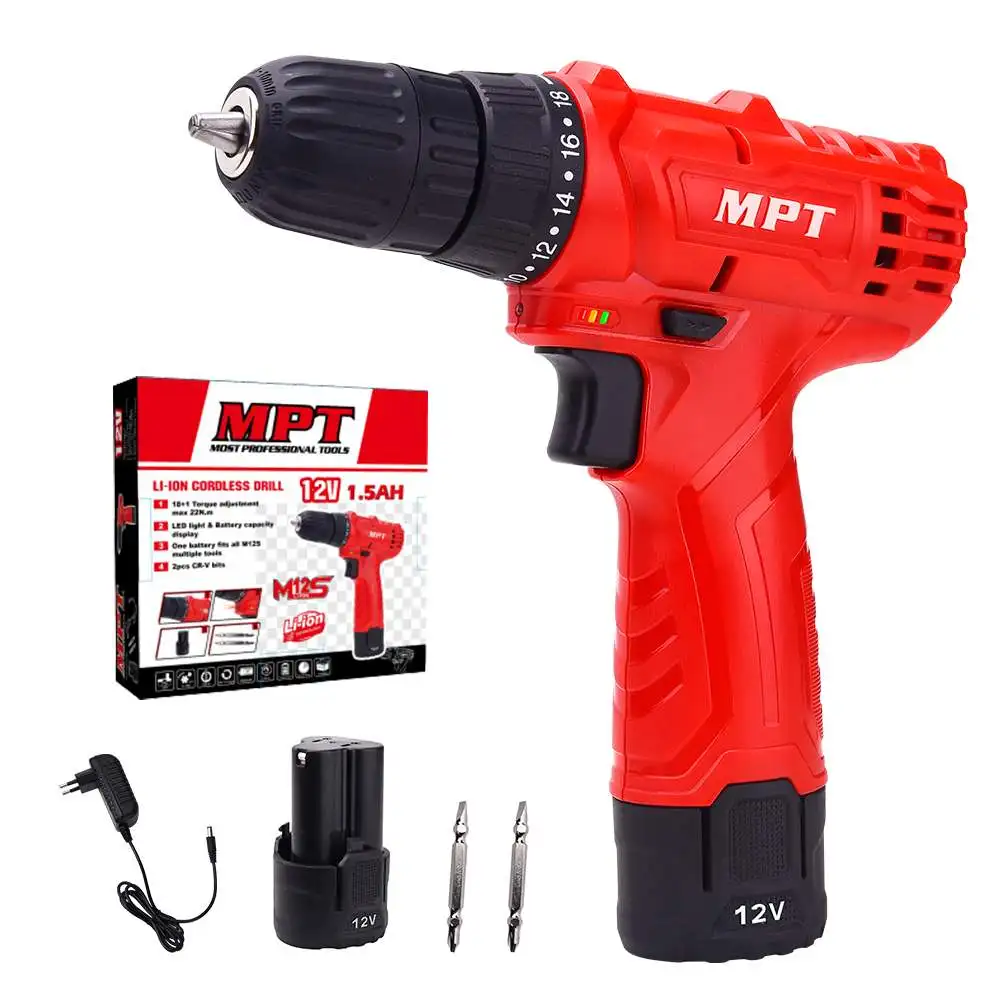 

12V 10mm Cordless Drill Electric Impact Drill Screwdriver 3/8-Inch mini Cordless Power Driver DC Lithium-Ion Battery