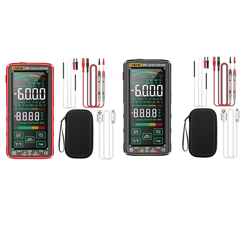 

ANENG 683 Smart Multimeter High-End Touch 6000 Counts Multimetro Test Rechargeable Multitester AC/DC Voltage Tester Tool