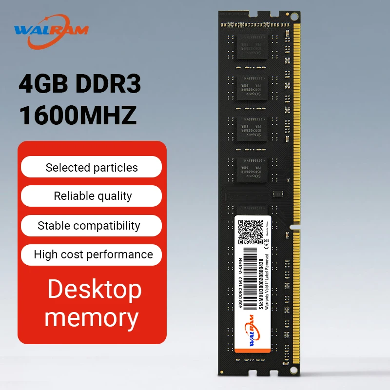 WALRAM DDR3 Desktop Memory RAM UDIMM, 1600MHz PC3 CL11 240 Pin 1.5V 4GB 8GB