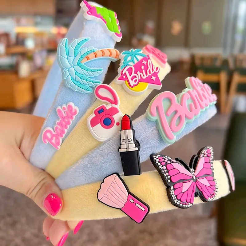 Kawaii Cartoon Anime Cute Lipstick Camera Barbie Plush Headband Dopamine Headband Barbie Sweetheart Tiara