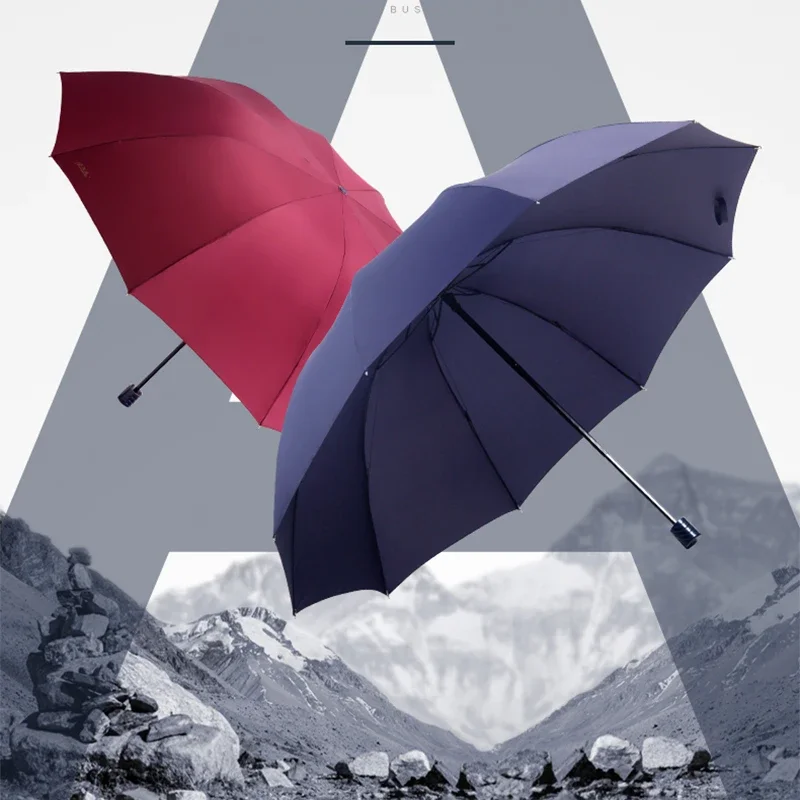 Super Large Folding Umbrella all-weather umbrella for three people 10 bone reinforced UV protection sunscreen umbrella uv umbrella