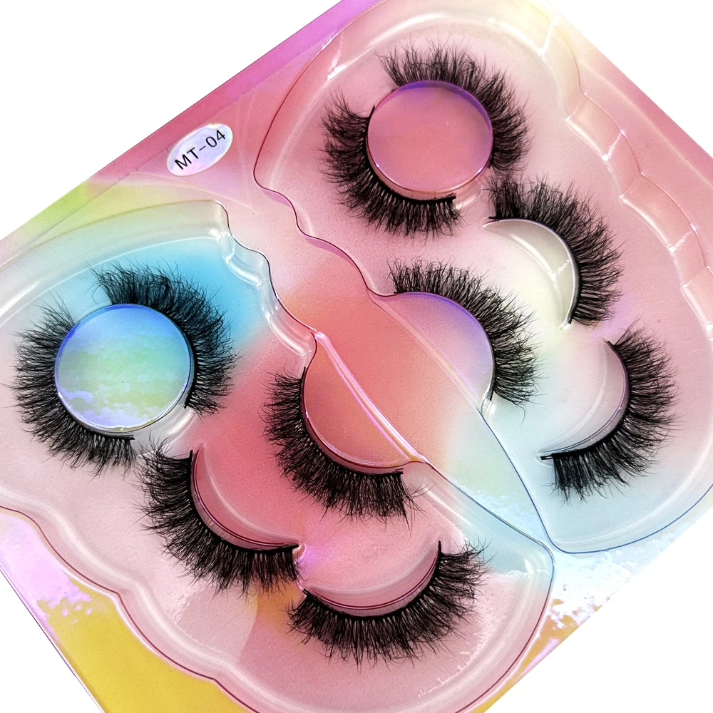 New 5Pairs 3D Mink Lashes Natural Long Full Strip Short Mink Lashes Style False Eyelashes Makeup Fake Eyelashes Black Eye Lashes