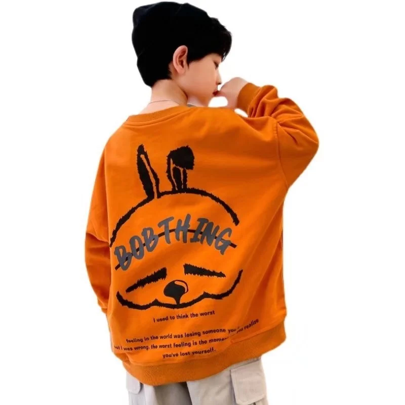 Selling Children's Clothing Spring and Autumn New Trend Cute Cartoon Pattern Sweater Loose Leisure Long Sleeve Crew Neck Clothes hoodie for girl