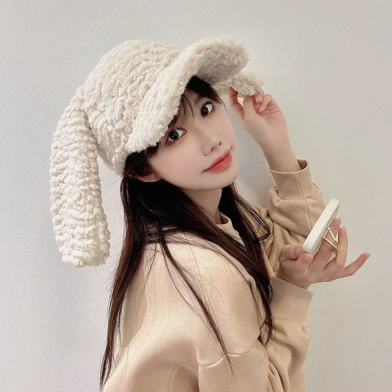 

New Lamb Rabbit Ears Baseball Cap Women Autumn and Winter Warm Fashion Versatile Thickened Sweet Cute Baseball Hat Gorras