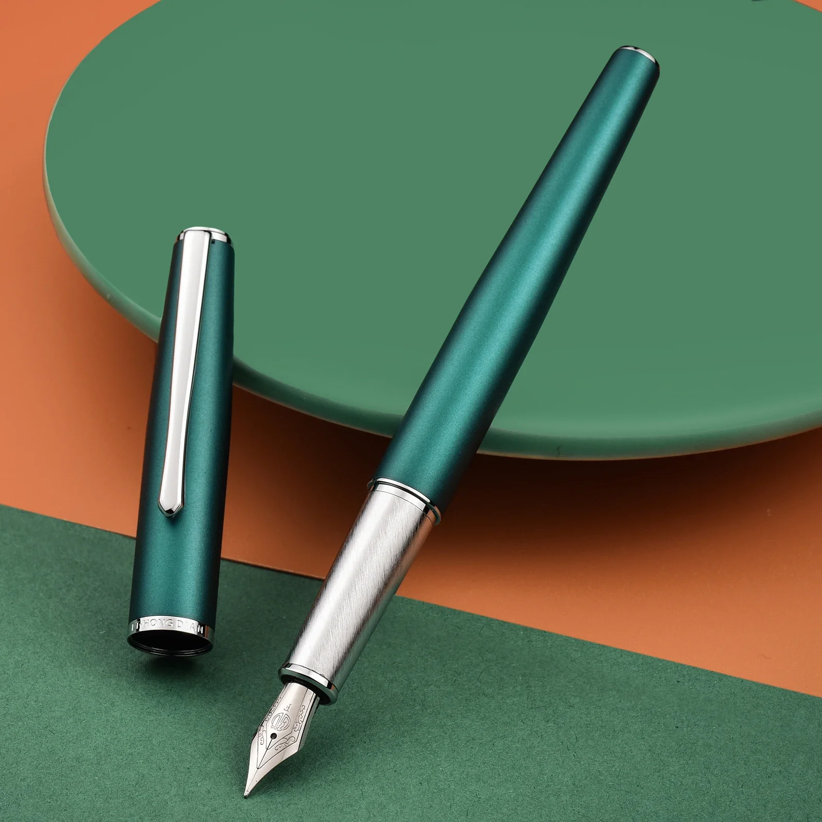 Hongdian 920S geel metalen vulpen, fijne penpunt gladde schrijfpen, klassieke pen met inktconverter