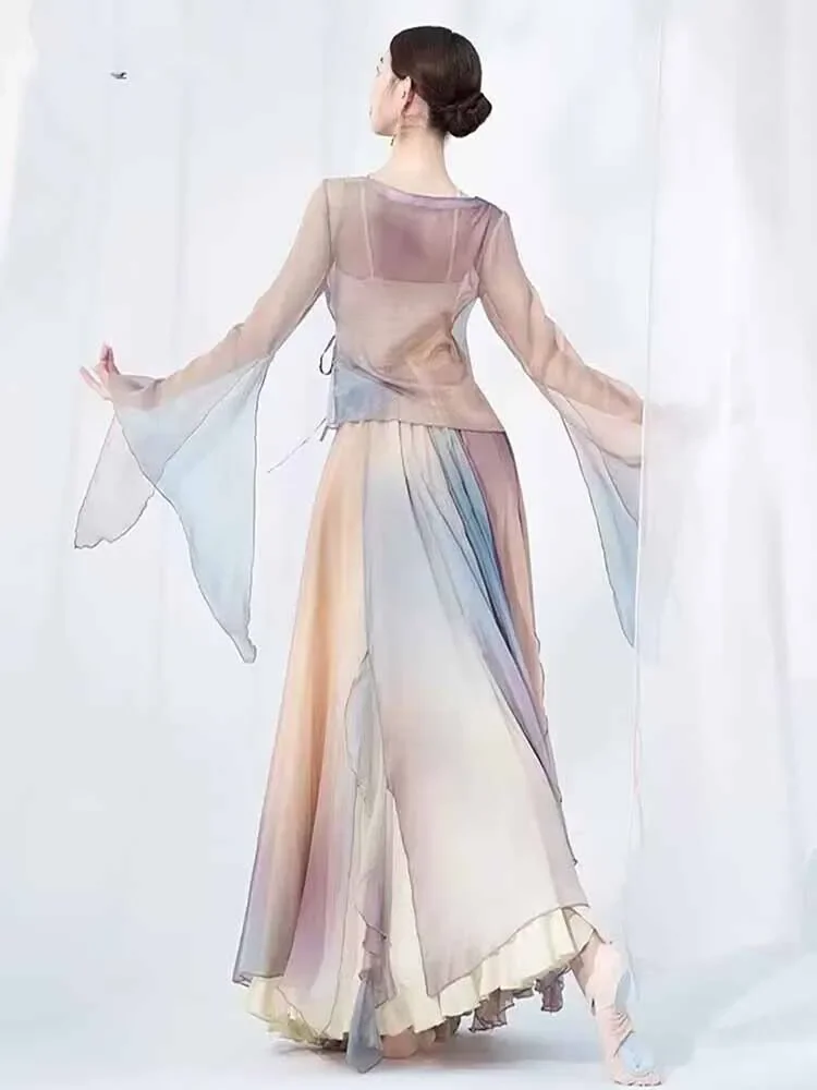 

Костюм для народных танцев в китайском стиле, классический танцевальный костюм, одежда для тренировок, платье для китайских танцев, размер xl