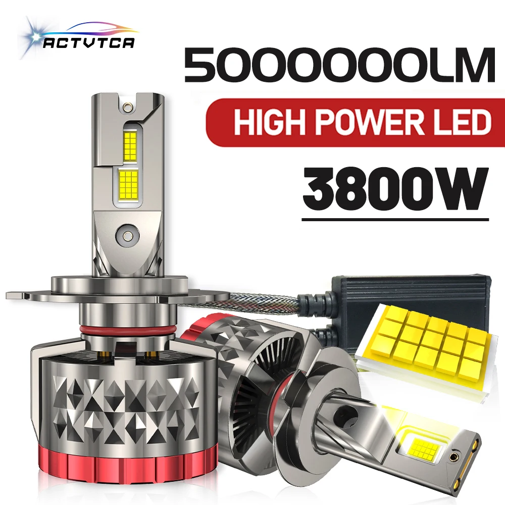 LED Car Headlights ACTVTCA 3800W 5000000LM H7 H4 H11 LED Headlight High Power Canbus 9005 HB3 9006 HB4 9012 HIR2 Turbo Lamp 6000K Car Light 12V 24V