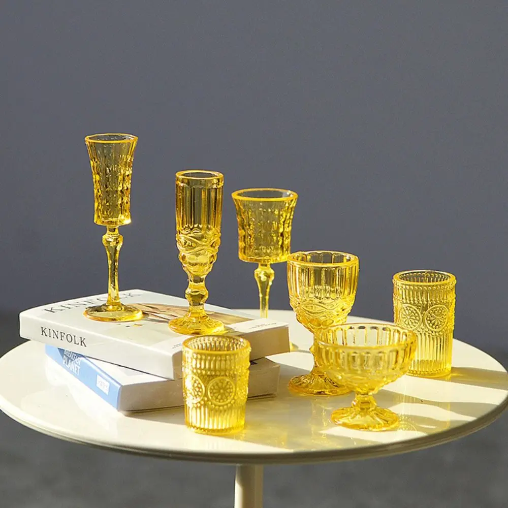 1/6 Scale Dollhouse Water Cup Champagne Glass Scene Model Miniature Wine Glass Multicolor Pretend Play Kitchenware