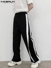 

INCERUN 2022 Stylish New Men's Trousers Drape Loose Comfortable Pantalons Fashion Male Side Zipper Straight Wide Leg Pants S-5XL