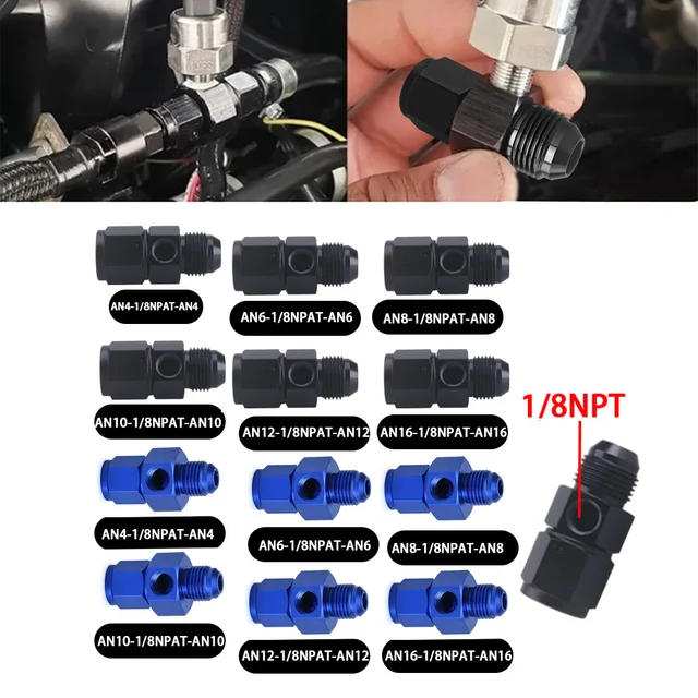 AN4 AN6 AN8 AN10 AN12-1/8 NPT AN Swivel Joint Connection for Oil Gauge Sensor Side Port Adapter Alloy Flare Fitting Part