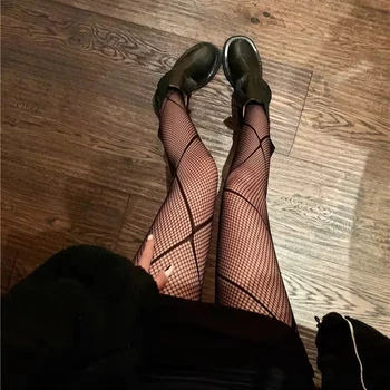 Collant da donna in stile giapponese Calza estiva con stampa in nylon Lingerie sexy Calze gotiche Collant a rete senza cuciture Calzino alto 1