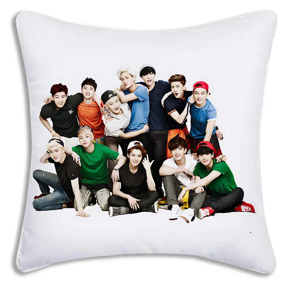 EXOs Pillow Covers Cartoon Sofa Decorative Home Double-sided Printing Short Plush Cute Cushion Cover 6