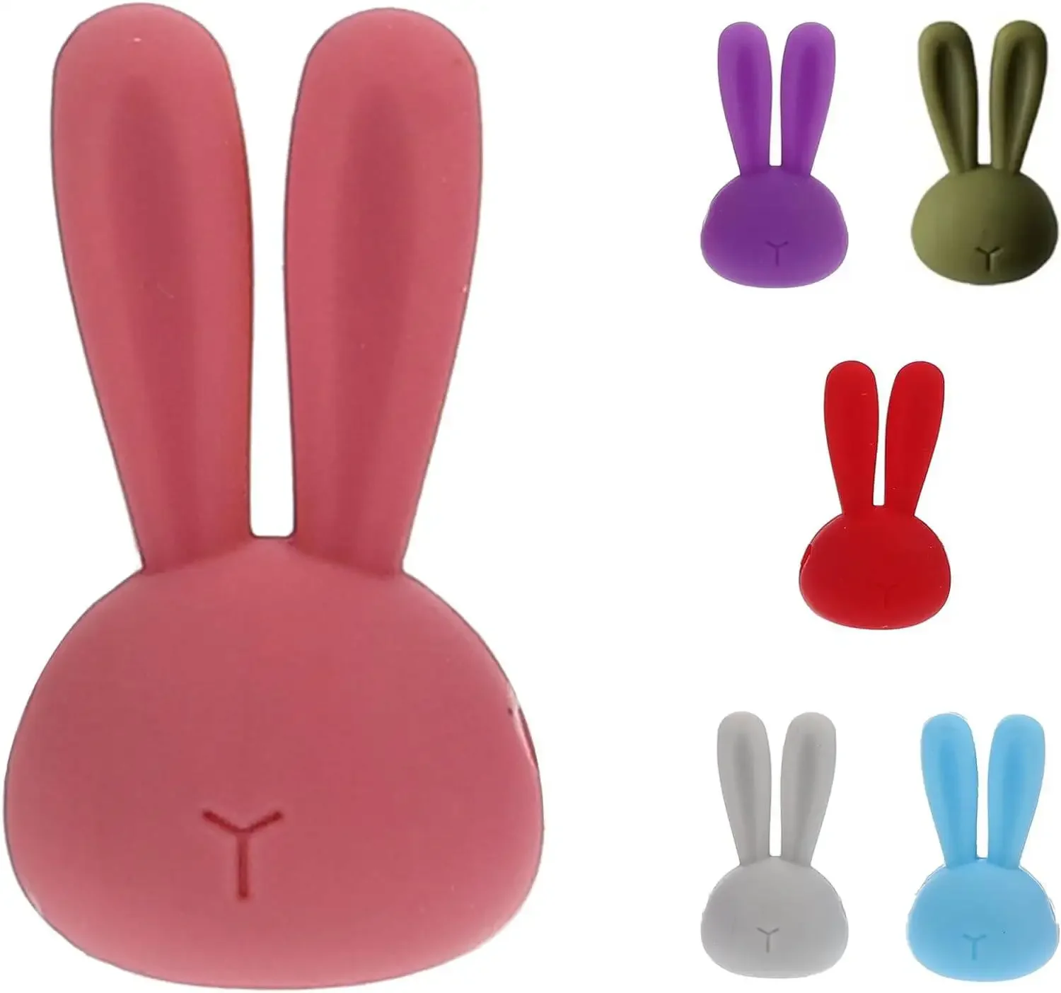 6Pcs Rabbit Wine Charms Bunny Ears Drink Markers Silicone Wine Glass Marker Glass Identifier Tags for Gift Party Decoration