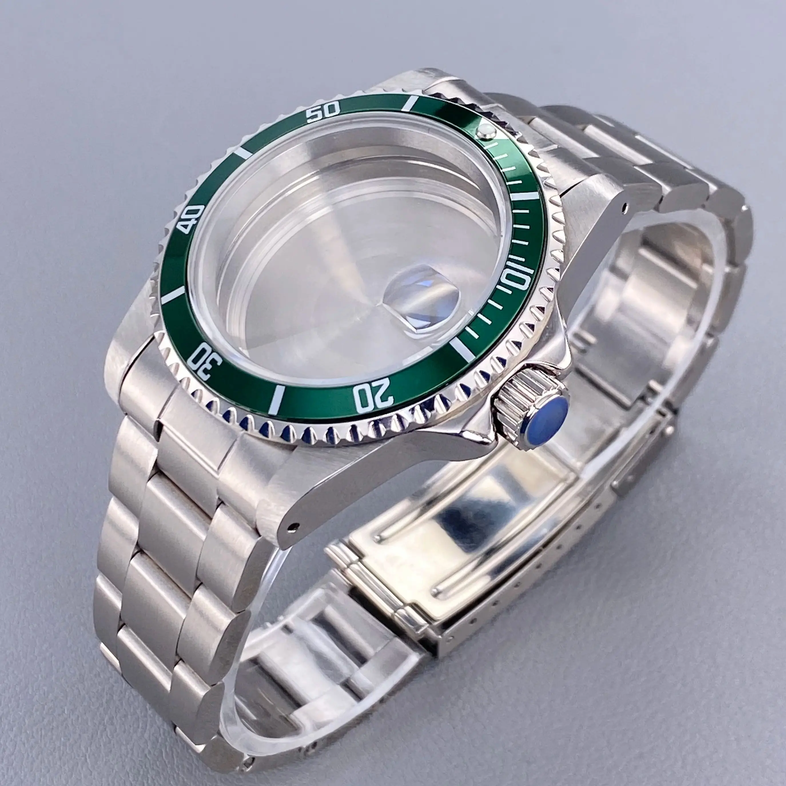 Vintage 39.5MM GMT/SUB Watch Case with 120-Click Bezel & Sapphire Glass