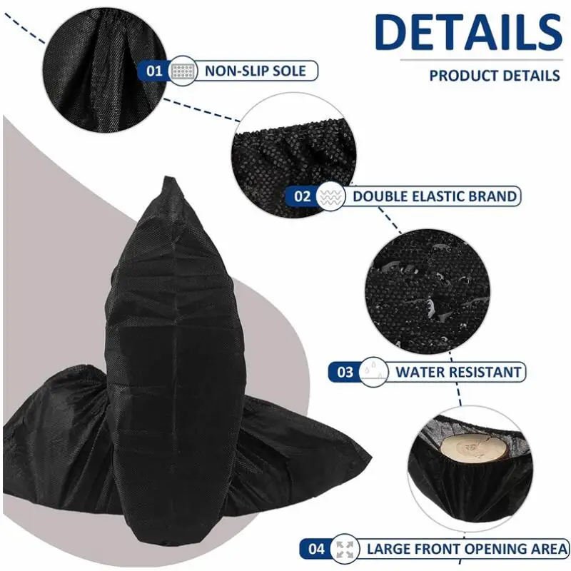 Disposable Boot Shoe Covers 100 Count Foot Booties Shoe Coverings Non Slip Shoe & Boot Covers for Indoor Outdoor Home Workplace 2