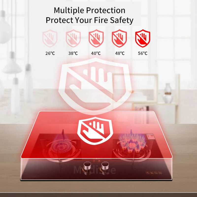 Gas Stove Cooktop Double-Hole Fierce Fire Household Tempered Glass Panel Natural Liquefied 2 Burner Built-in Kitchen Cooker Tool 4