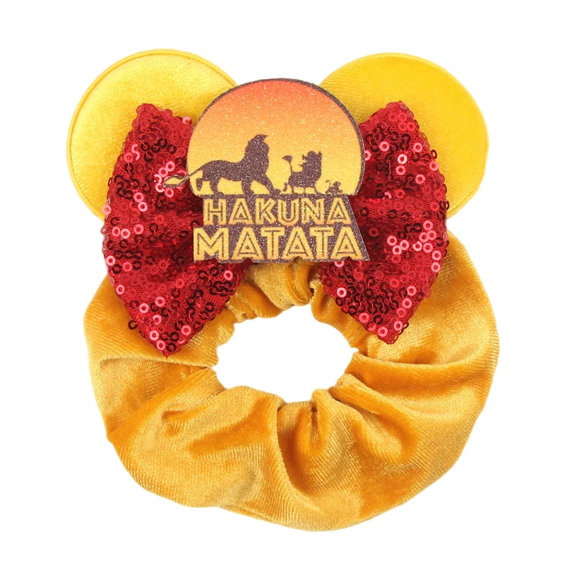 

New Disney Toy Store Mouse Ears Scrunchies Hairband Women Elastic Ponytail Holder Girls Bow Party Cartoon Mickey Hair Accessorie