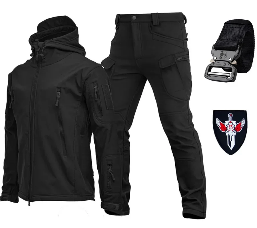 Blue Black Dark Gray Khaki Camouflage Soft Shell Wind Proof and Waterproof Special Tactical Warmth Plush and Thick Charge Suit tactical combat suit