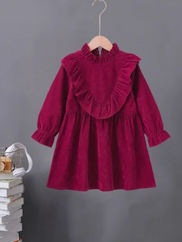 Girls Burgundy Velvet Dress 1