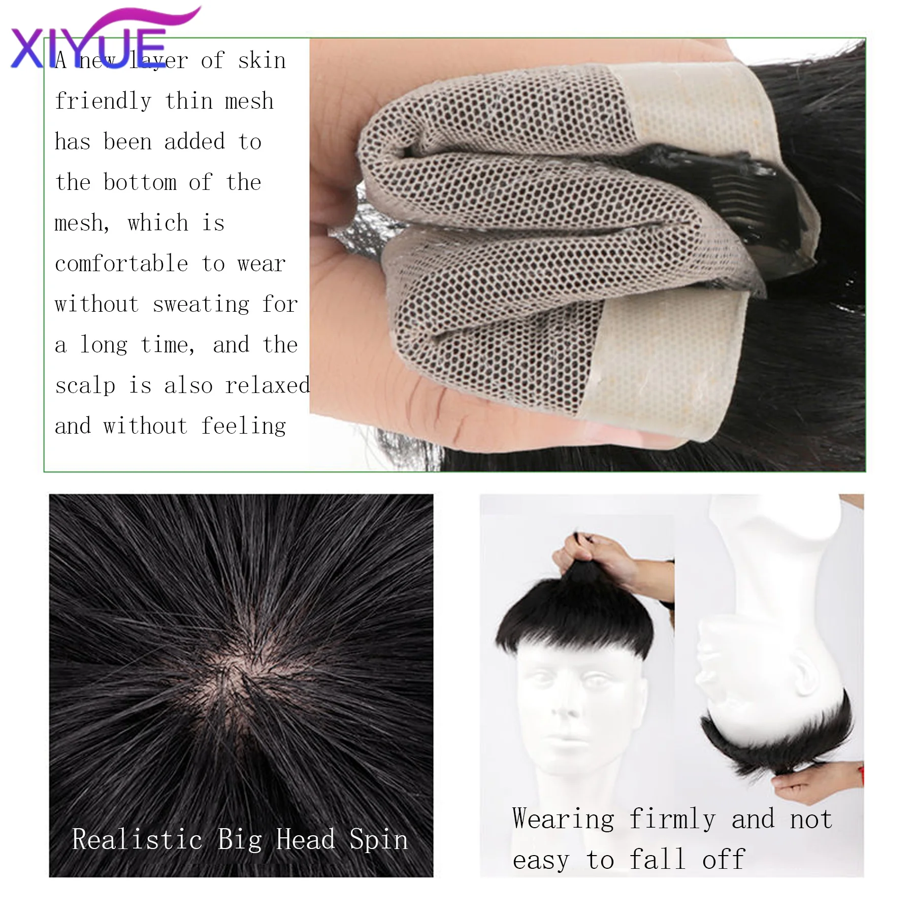 XIYUE Prosthetic Hair Male  Toupee Wigs for Man Replacement System Men's WIg Real Hair for Baldness Cover White Hair