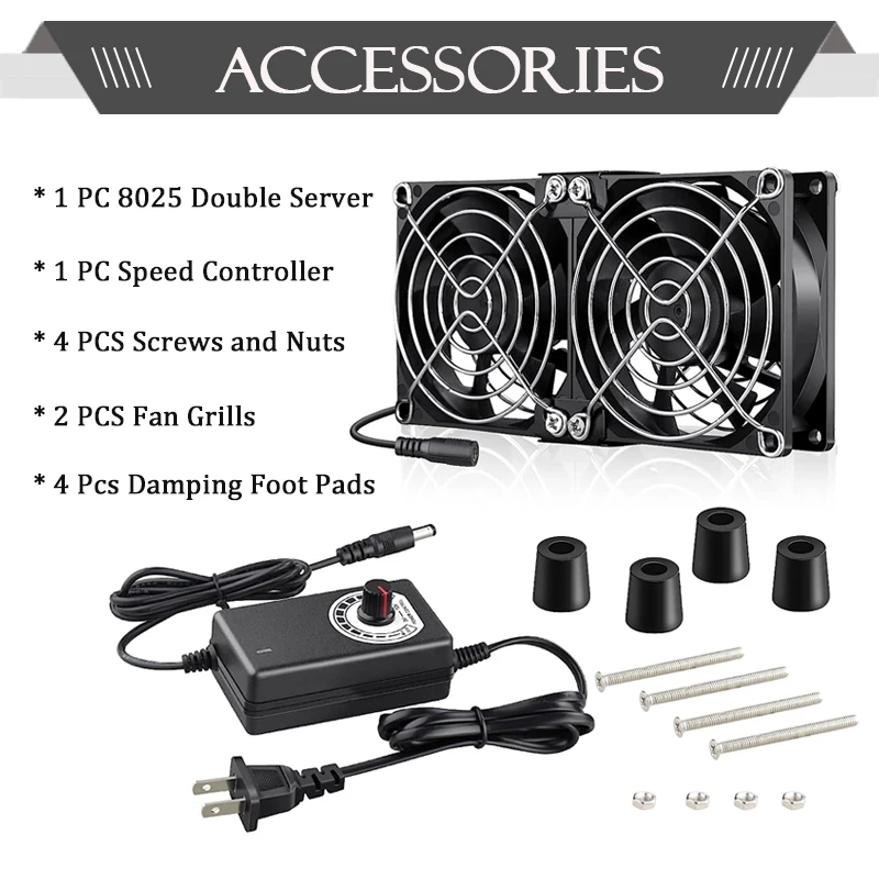 Ventilador do Computador Gdstime12 v com Bola Dupla 80x25 mm 80 mm com Grande Fluxo de ar Controlador de Velocidade Variável para Laptop pc Receptor Dvr - Imagem 5