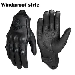 Vintage Perforated Leather Motorcycle Gloves - Waterproof and Protective Motocross Gear Gift - M (Windproof)