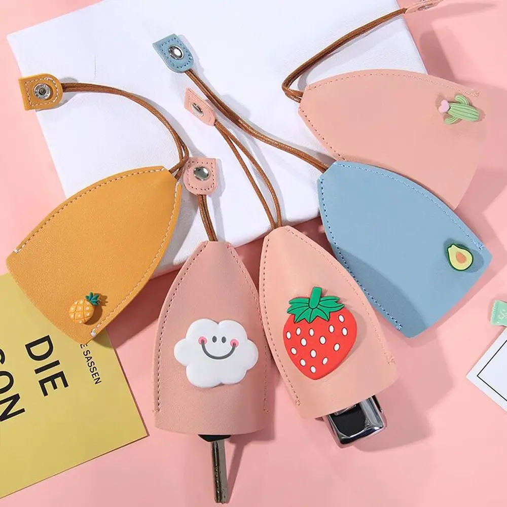 

Peach Rainbow PU Leather Cartoon Fruits Key Case Pull Type Key Bag Keychain Pouch Cherry Key Wallets Housekeepers Key Holder