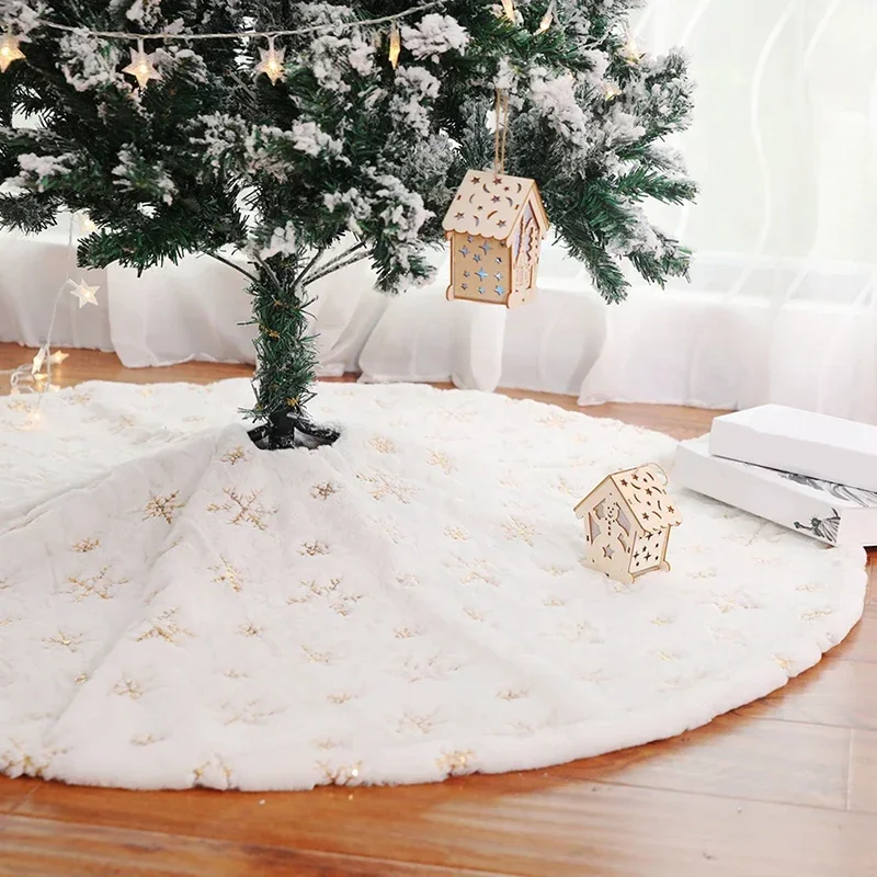 Christmas Tree Skirt 15 Inch 38 Cm Plush White Faux Fur Sequin Carpet Mat Small