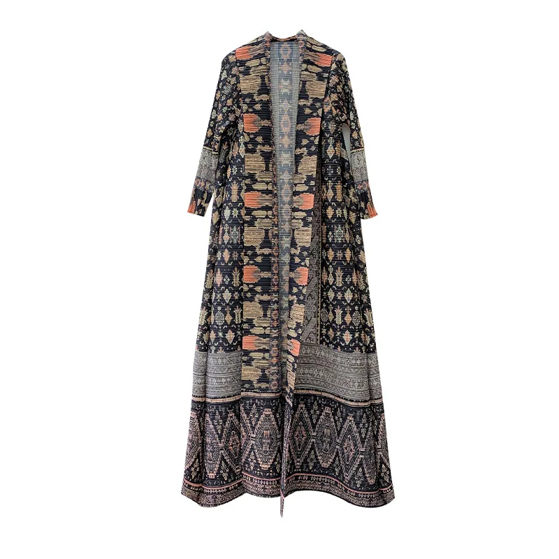 miyake Women's Loose Fitting Printed Abaya Outer Coat Pleated Versatile Autumn Outfit 2026 6