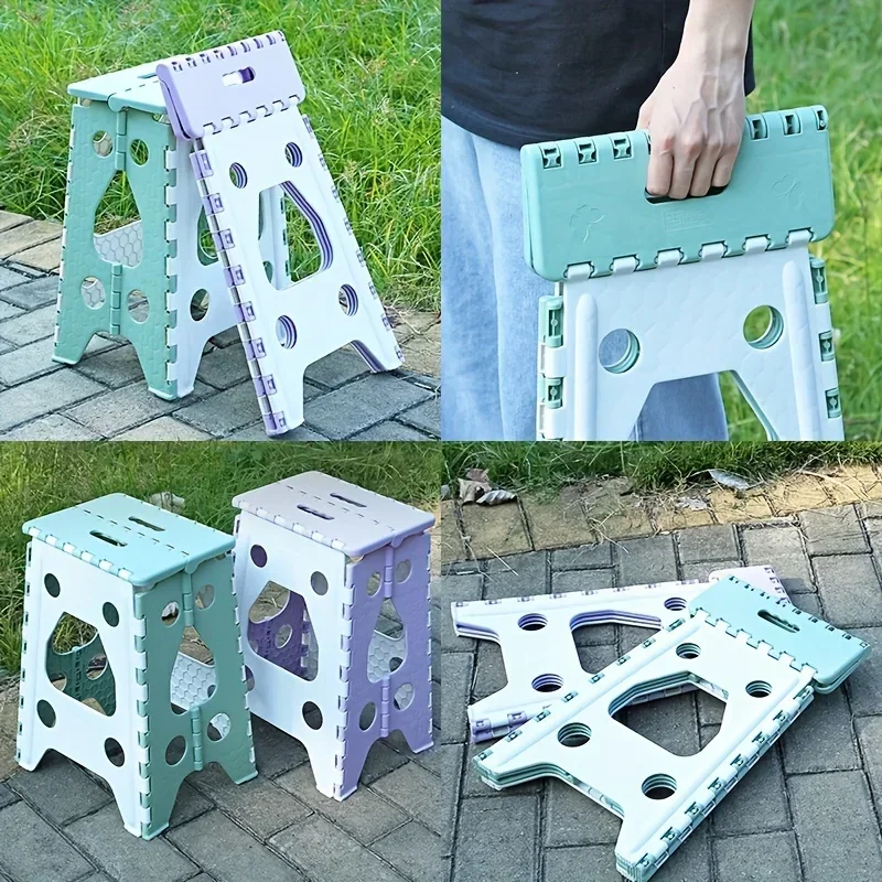 Outdoor Folding Chair Stool Thickened Portable Plastic Household Multifunctional Space Saving for Fishing