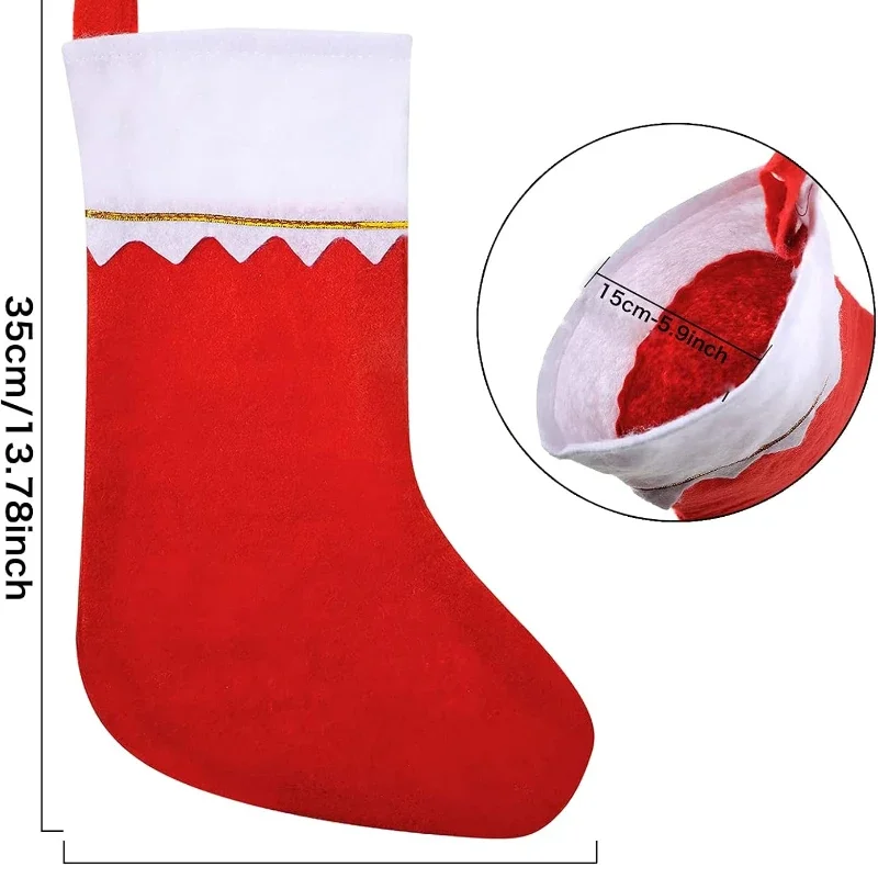 12-60PCSChristmas Stockings Stuffer Xmas Tree Home Fireplace Hanging Socks Gift Candy Bag 2026 New Year Party  Decoration
