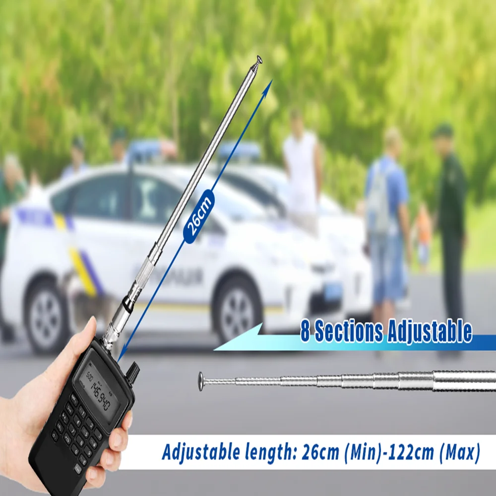 Superbat 76-108MHz Telescopic FM Antenna BNC Male Connector for FM Walkie Talkie Wireless Radio