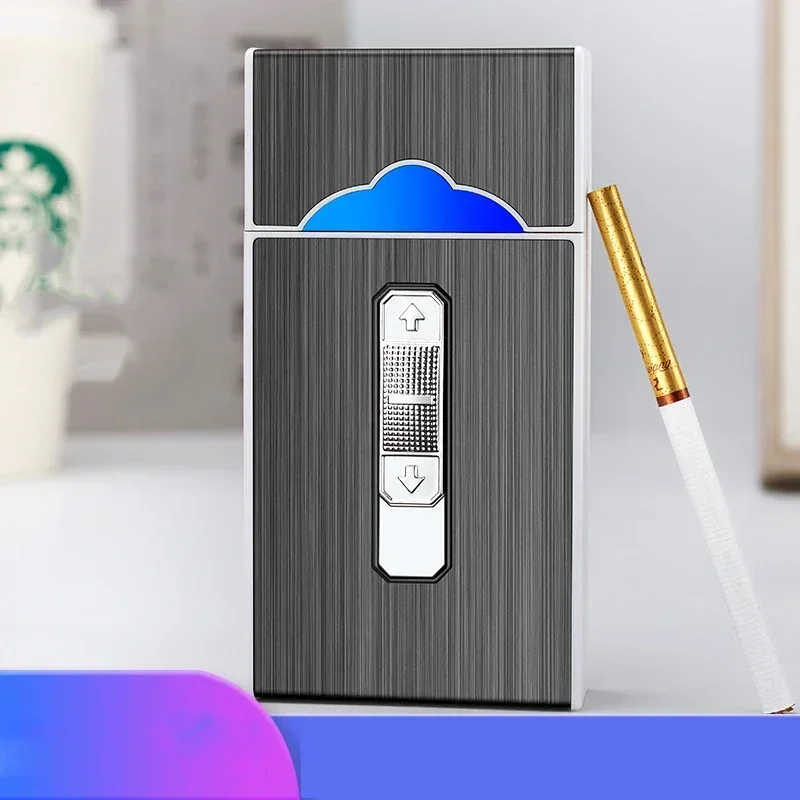 Brand new USB rechargeable cigarette case cigarette lighter, can hold 20 slim cigarettes, cigarette storage box with lighter 3