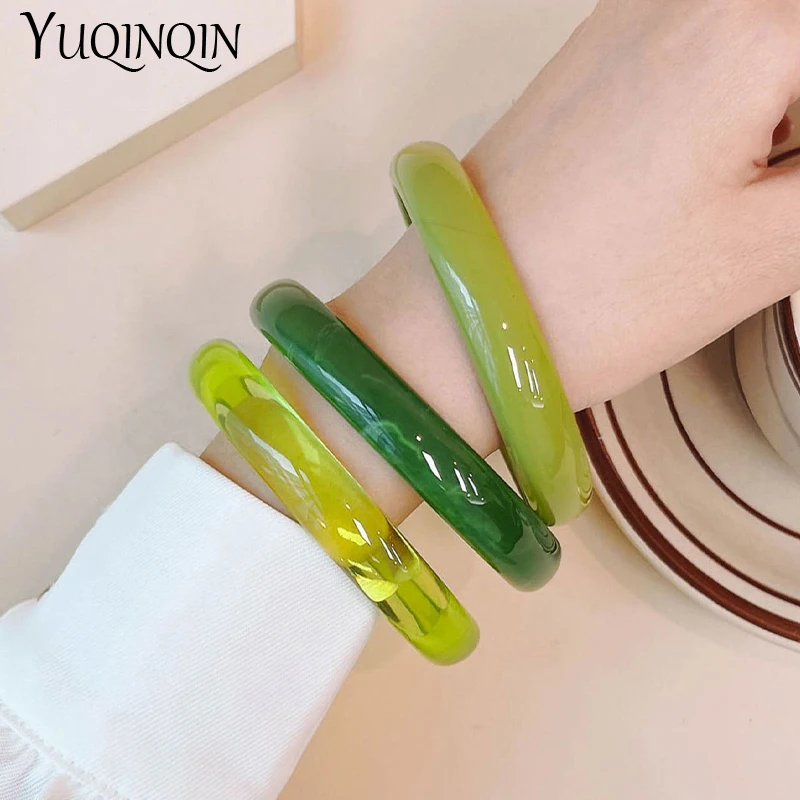 Vintage Resin Acrylic Bangle Bracelet Set for Women Jewelry with Charms 3pcs bangle bracelet