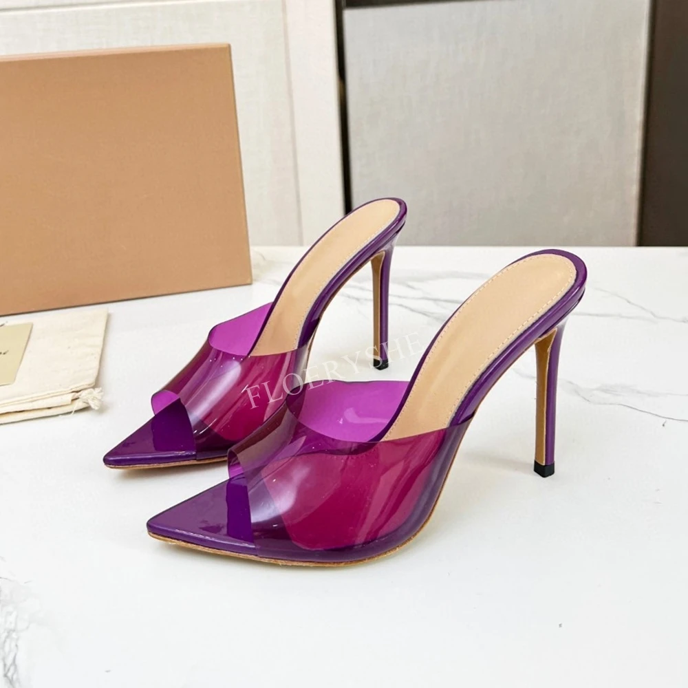 2024 Black Stiletto Pointed Toe Slippers New Arrival Women Thin High Heel Comfortable Party Solid Dress Shoes For Free Shipping