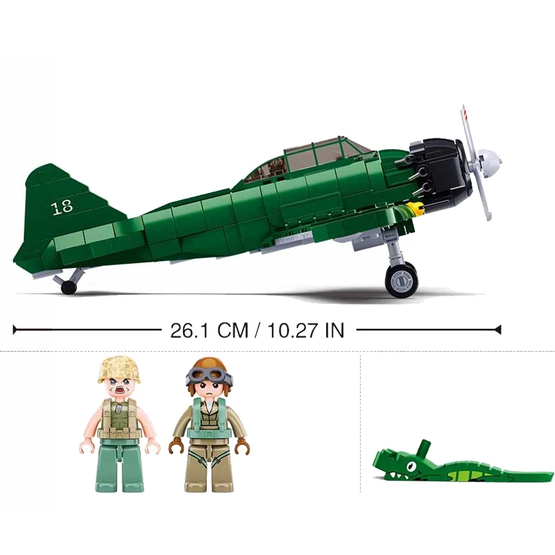 New WW2 Technical Military Fighter Model Building Blocks A6M Zero