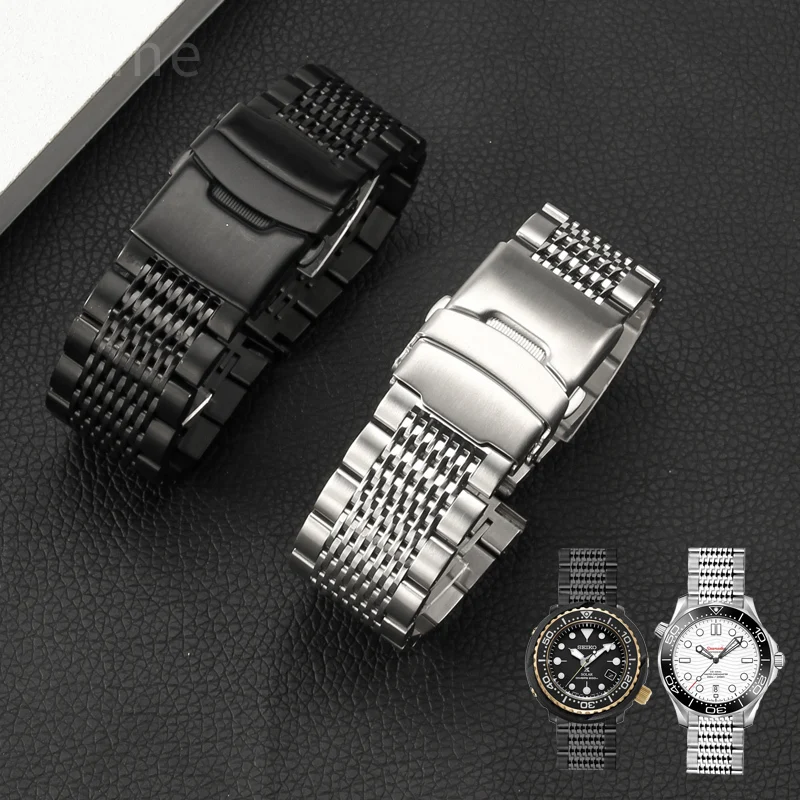 Citizen Tissot IWC Seiko Omega 남성용 시계 밴드 벨트, 솔리드 스틸 메탈 더블 잠금 버클, 시계 스트랩, 18mm, 20mm, 22mm, 24mm