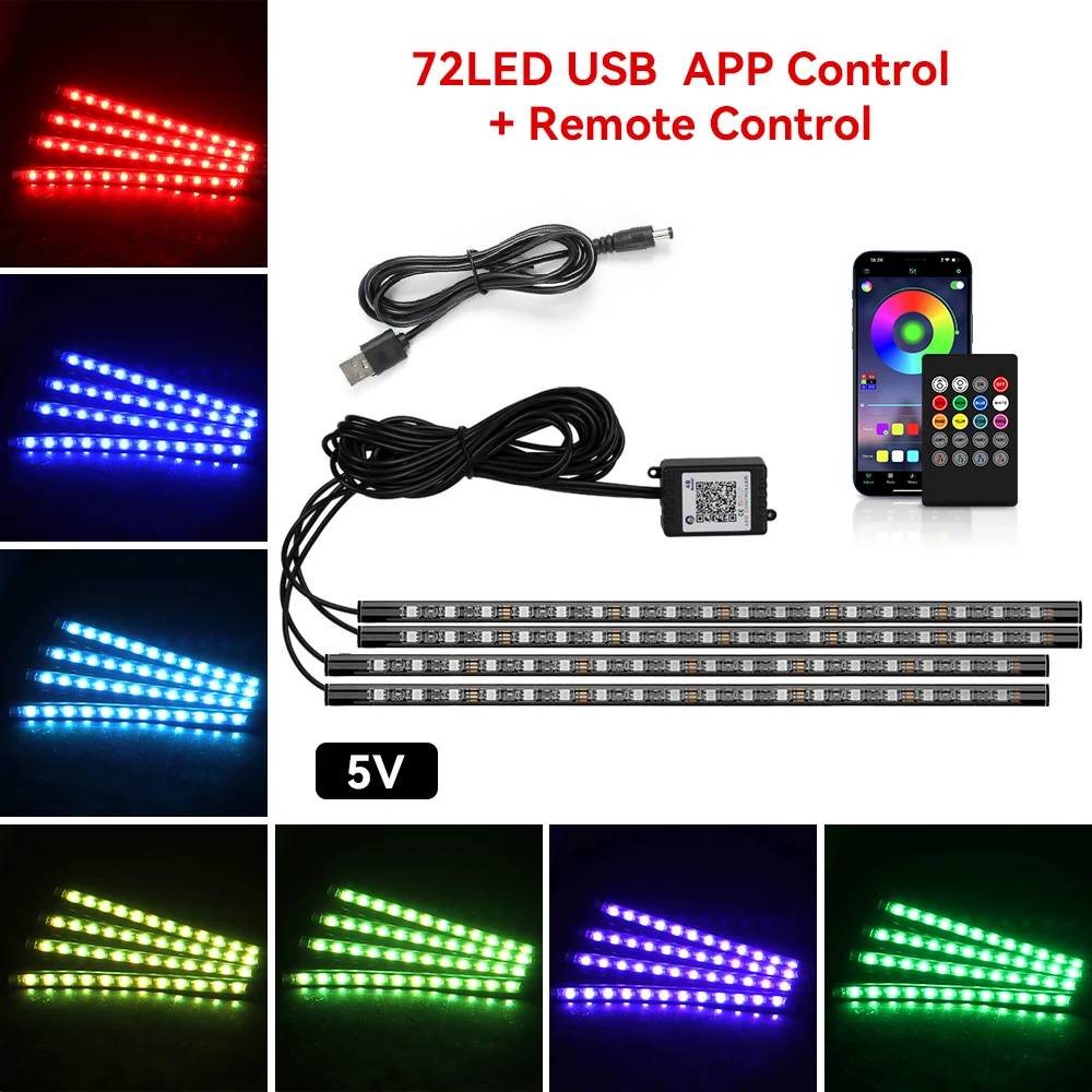 ตัวเลือกสินค้า ไฟ LED ตกแต่งรถ Ambient ควบคุมเพลงอัตโนมัติ