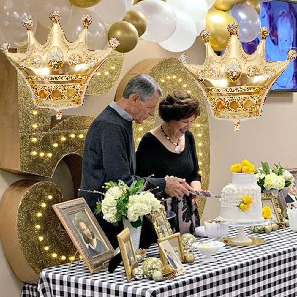 Anniversary Balloons Decoration Gold Crown Foil Balloon Set of 3 Crown shaped balloon decoration gold