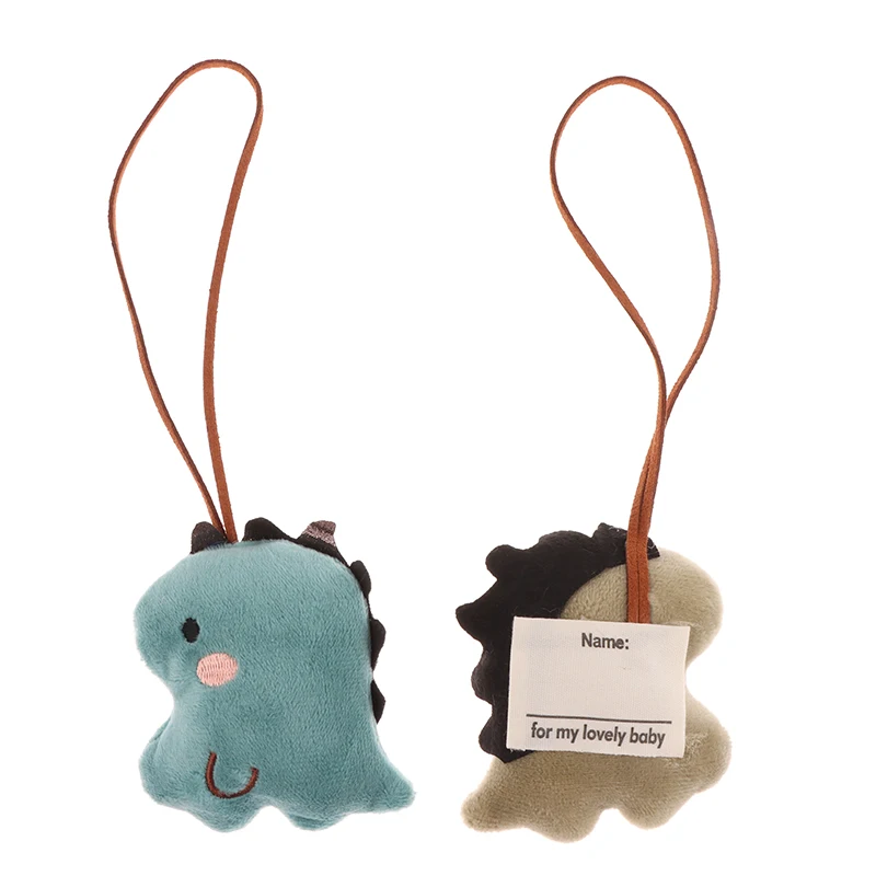 1pc Cute Dinosaur Name Sticker Pendant Cartoon Animal Plush Stuffed Doll Anti-lost Mark Name Tag Charm Keychain Bag Decor 6