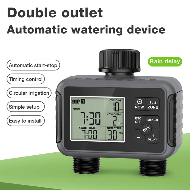 1/2/3-Outlets Smart Irrigation Watering System Automatic Water Timer Sprinkle Faucet Hose Programmer Timer for Garden Outdoor 1