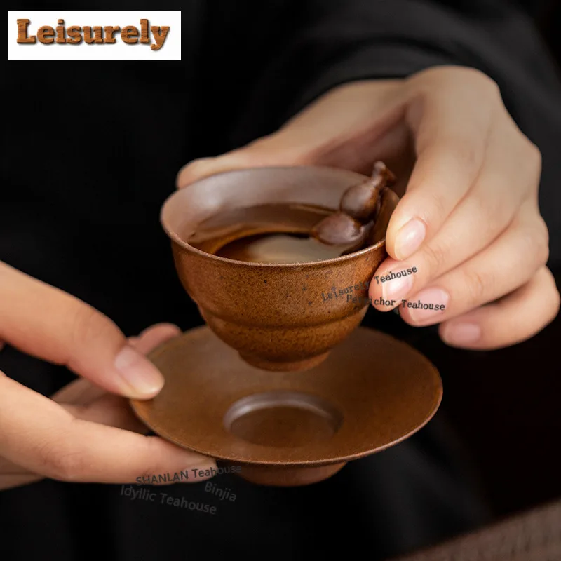 Sauce Glaze Gourd Teacup Zen Tea Bowl Single Cups Tea-tasting Meditation Cup Chazhan Master Cups Chinese Tea Set Ornaments Gift