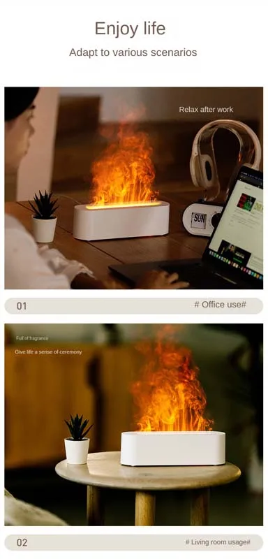 Description Picture 4 of item7 Color Upgraded Ultrasonic Aromatherapy Fire Air Essential Oil Diffusers Cool Flame Diffuser Humidifier