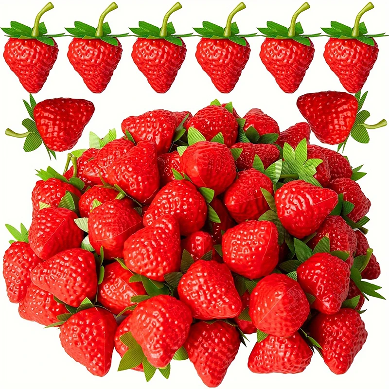 Artificial Fruits and Vegetables 10/20Pcs Artificial Strawberries Fruit Fake Fruit for Home Table Party Decor Photography Prop Holiday Decor for Day Celebration
