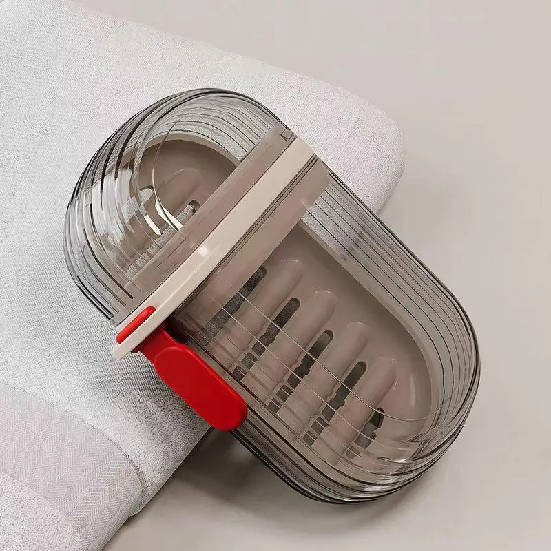 1/2 Stück tragbares Seifenetui aus Kunststoff für Reisen, Behälter, Schüssel, Reise-Seifenschale mit Abfluss, tragbarer Seifenhalter mit Abdeckung – Detail 6