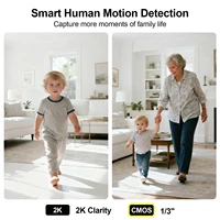 Caméra de surveillance WiFi ARCCTV 2K pour bébé, caméra de sécurité HD avec conversation bidirectionnelle, vision nocturne IR, caméra PT 360° °   Suivi automatique 5