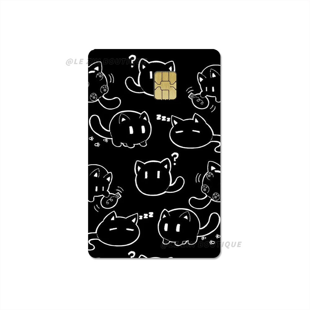 Süße coole Cartoon-Tiere Kreditkarte Haut Film Cover Aufkleber schwarze Katze PVC DIY wasserdichte Bankkarte Bus Metro Aufkleber Geschenk – Detail 18